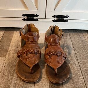 ROAN Brown Leather Sandals with Braided Detail Sz 8.5